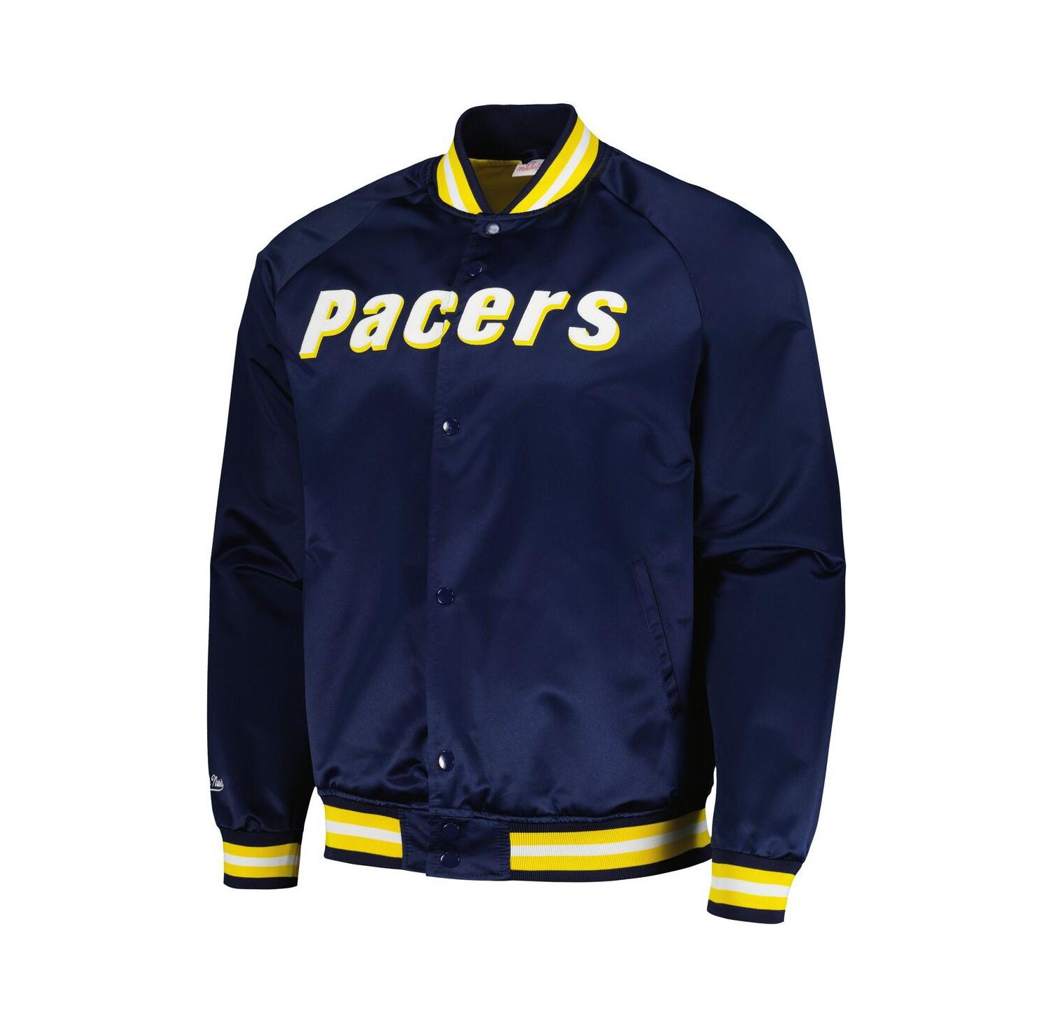 Men's Navy Indiana Pacers Hardwood Classics Throwback Wordmark Raglan Full-Snap Jacket