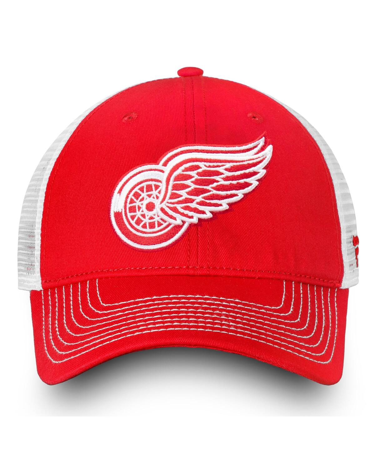 Fanatics Men's  Red, White Detroit Red Wings Slouch Core Primary Trucker Snapback Hat In Red