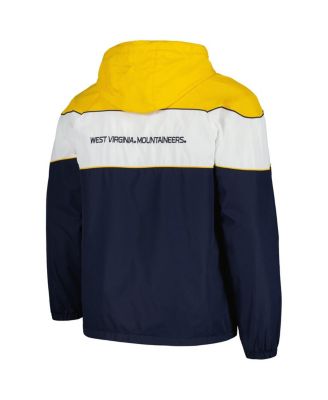 Men's Navy West Virginia Mountaineers Center Line Half-Zip Raglan Hoodie Jacket