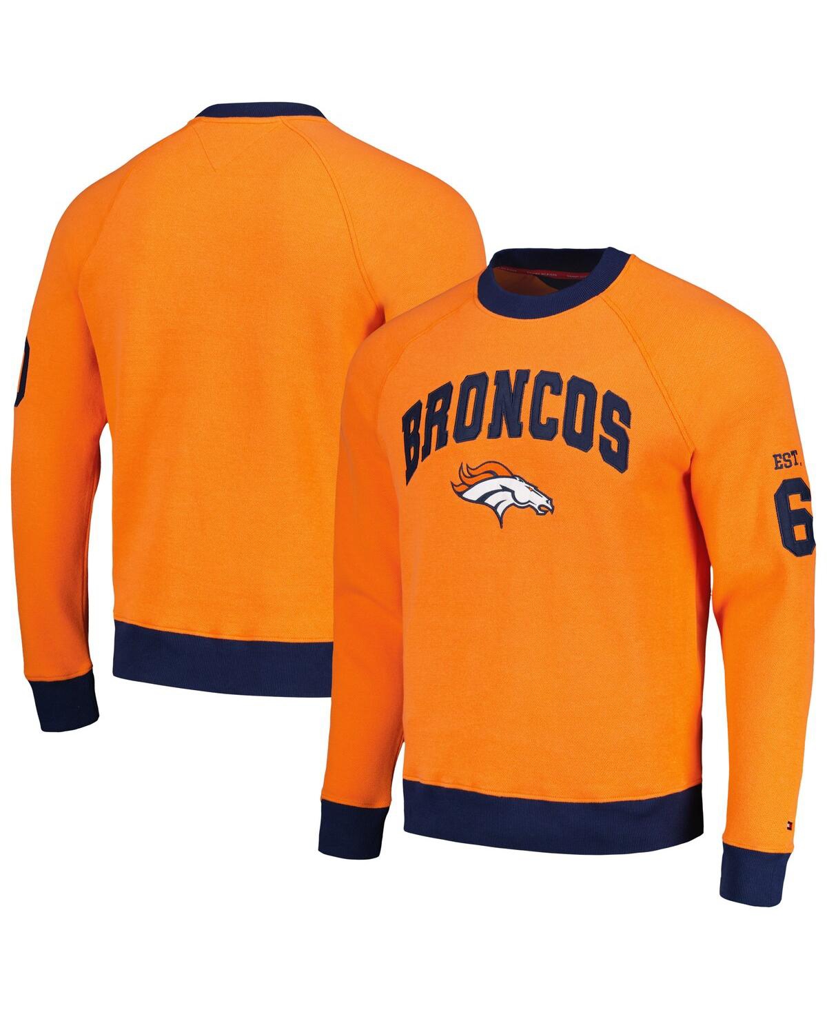 Tommy Hilfiger Men's  Orange Denver Broncos Reese Raglan Tri-blend Pullover Sweatshirt