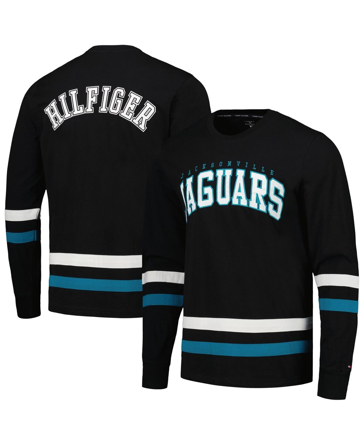 Shop Tommy Hilfiger Men's  Black, Teal Jacksonville Jaguars Nolan Long Sleeve T-shirt In Black,teal