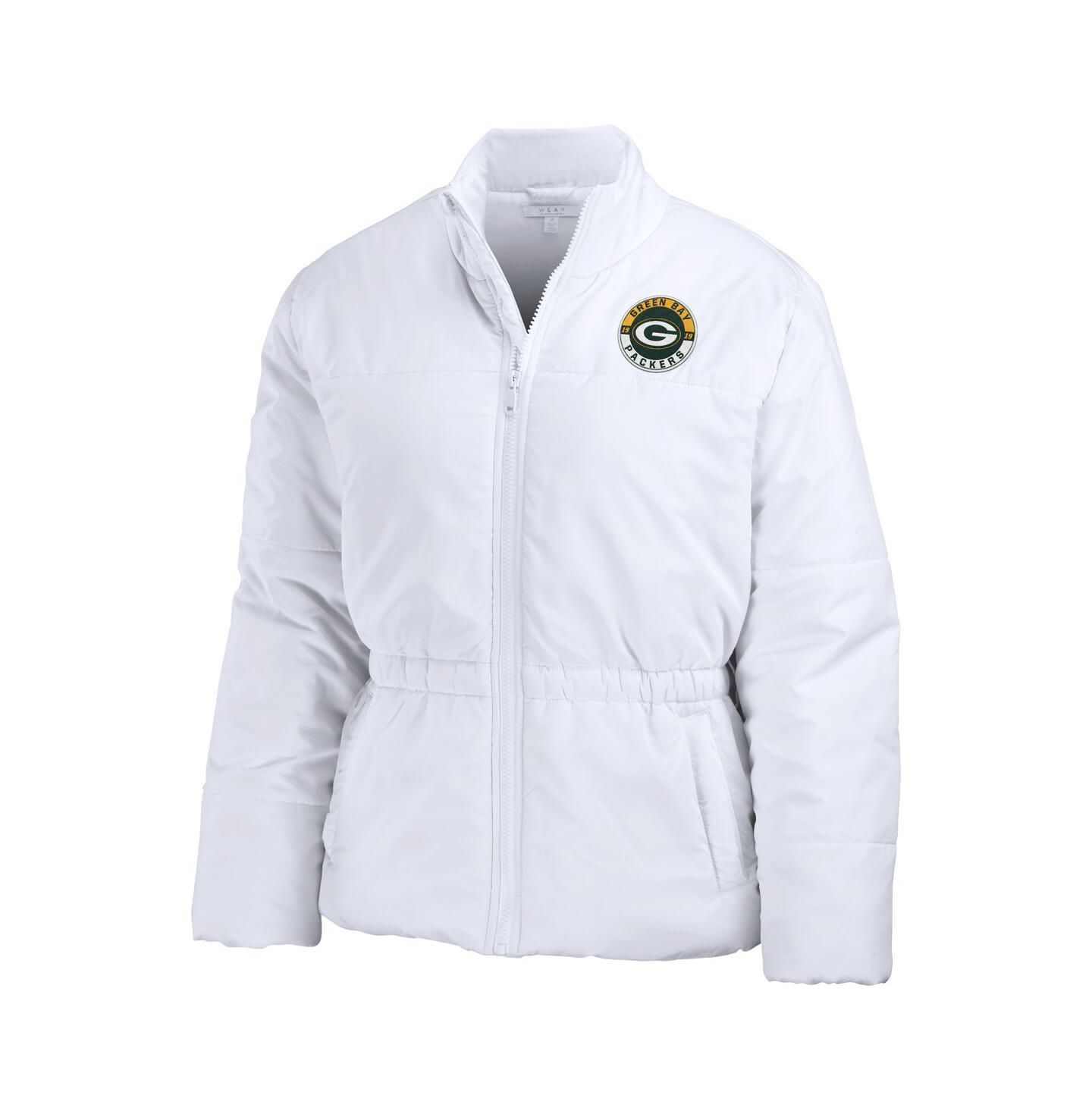 Женская куртка WEAR by Erin Andrews White Green Bay Packers Packaway Full-Zip Puffer — фото 4
