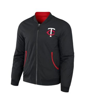 Men's Darius Rucker Collection by Black, Red Minnesota Twins Reversible Full-Zip Bomber Jacket