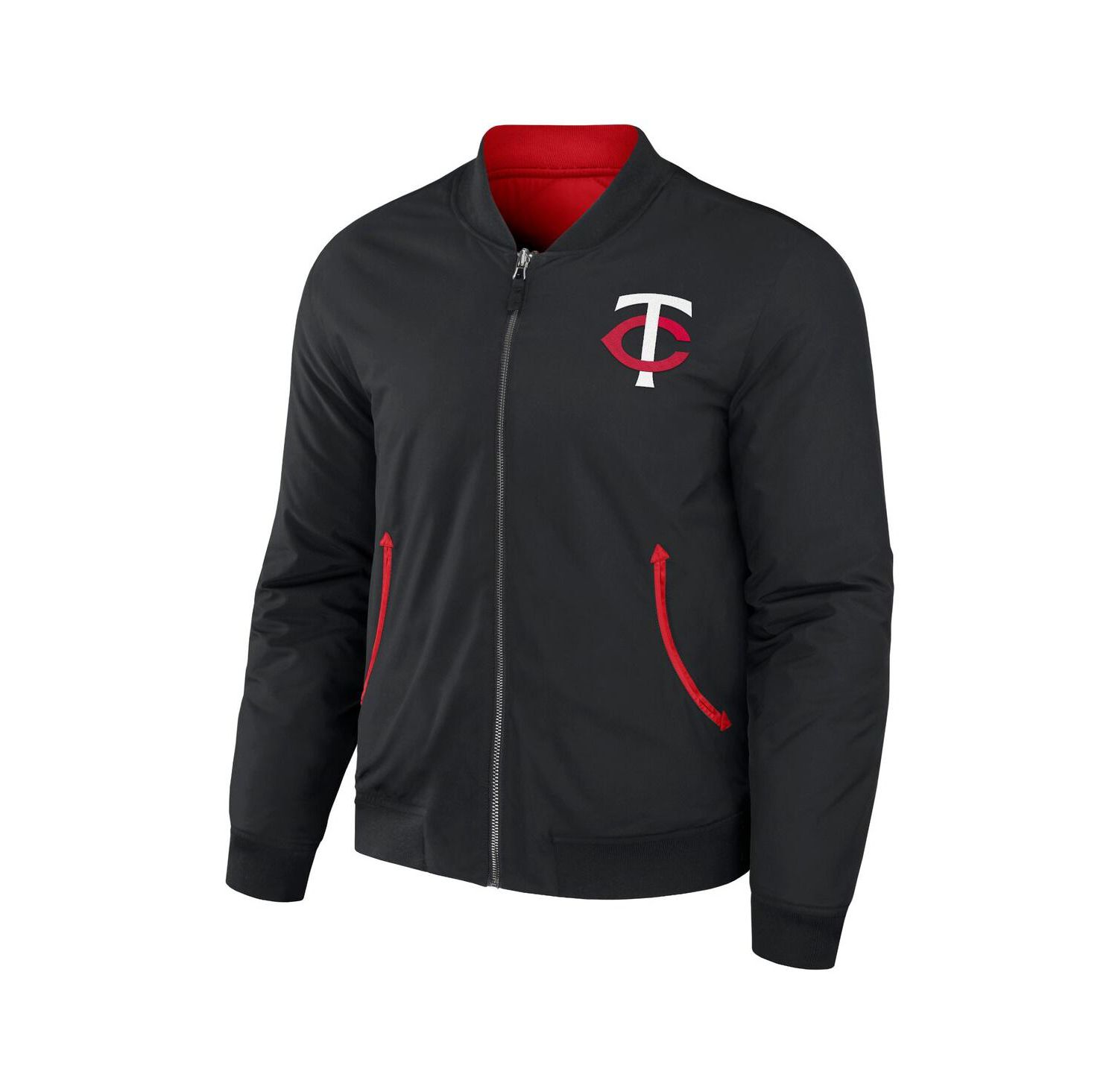 Men's Darius Rucker Collection by Black, Red Minnesota Twins Reversible Full-Zip Bomber Jacket