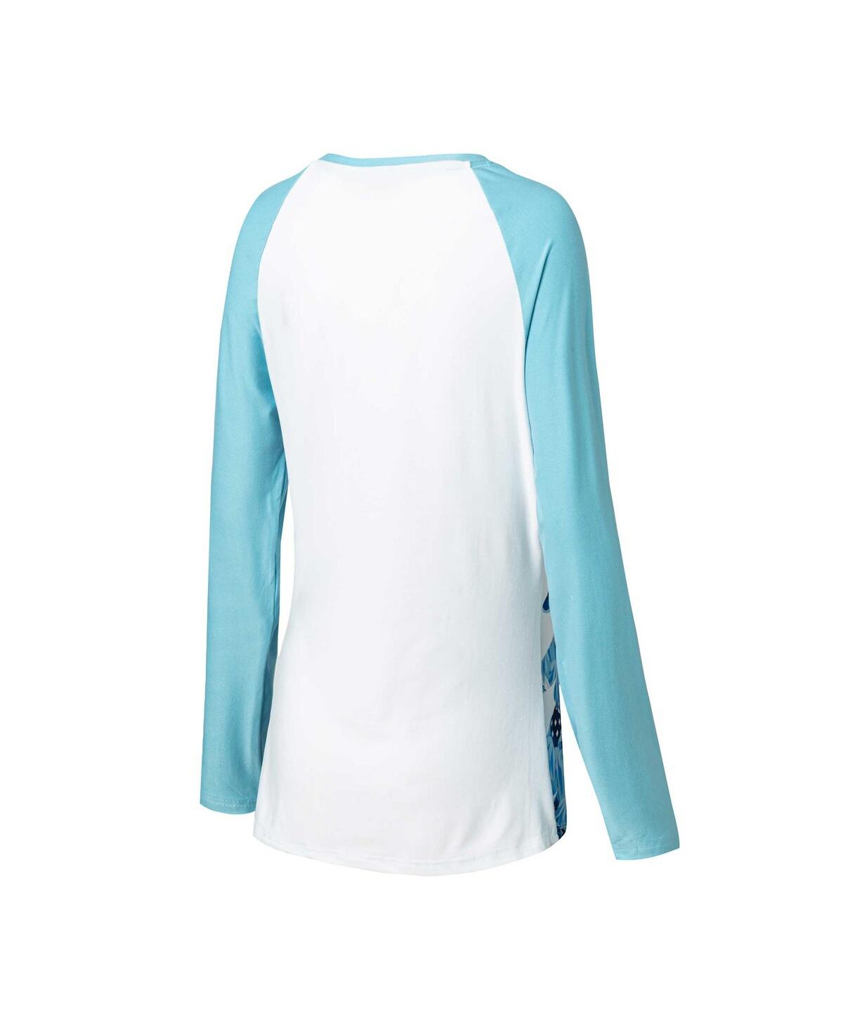 Shop Concepts Sport Women's  Carolina Blue North Carolina Tar Heels Tinsel Ugly Sweater Long Sleeve T-shir