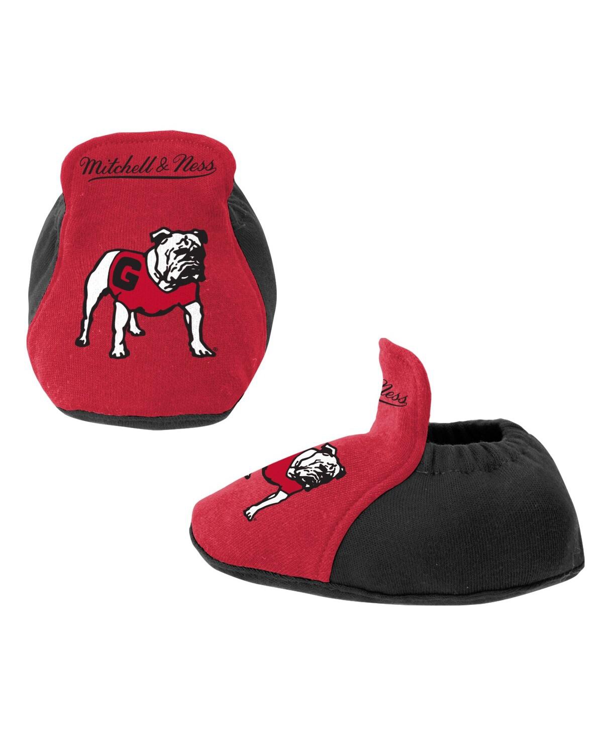 Shop Mitchell & Ness Baby Boys And Girls  Black, Red Georgia Bulldogs 3-pack Bodysuit, Bib And Bootie Set In Black,red
