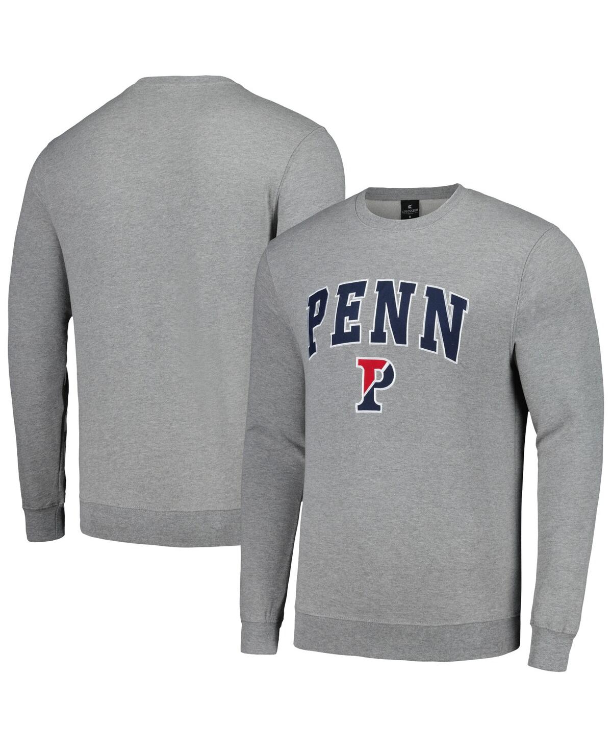 Colosseum Men's  Heather Gray Pennsylvania Quakers Arch And Logo Pullover Sweatshirt