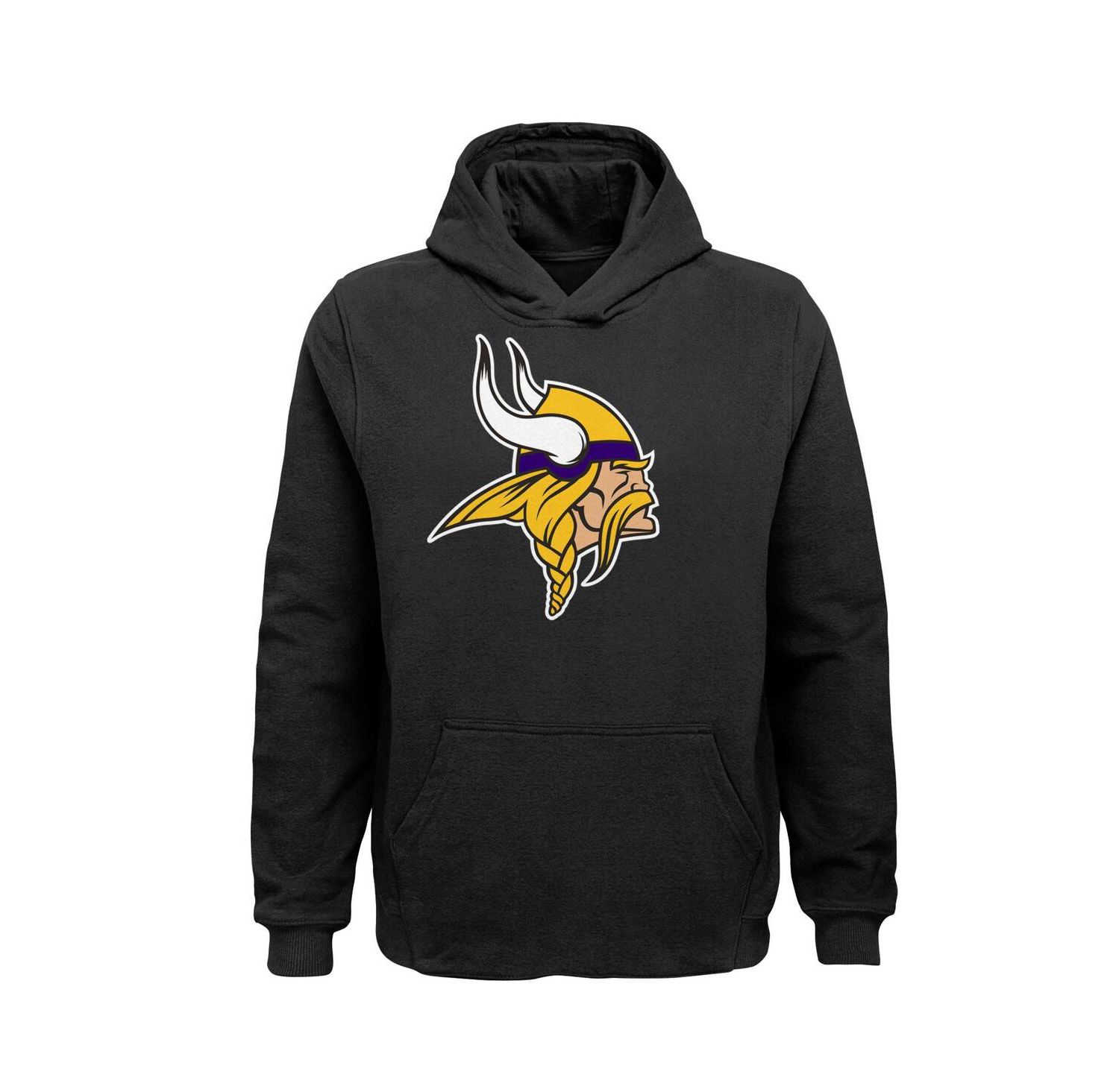 Big Boys Black Minnesota Vikings Team Logo Pullover Hoodie