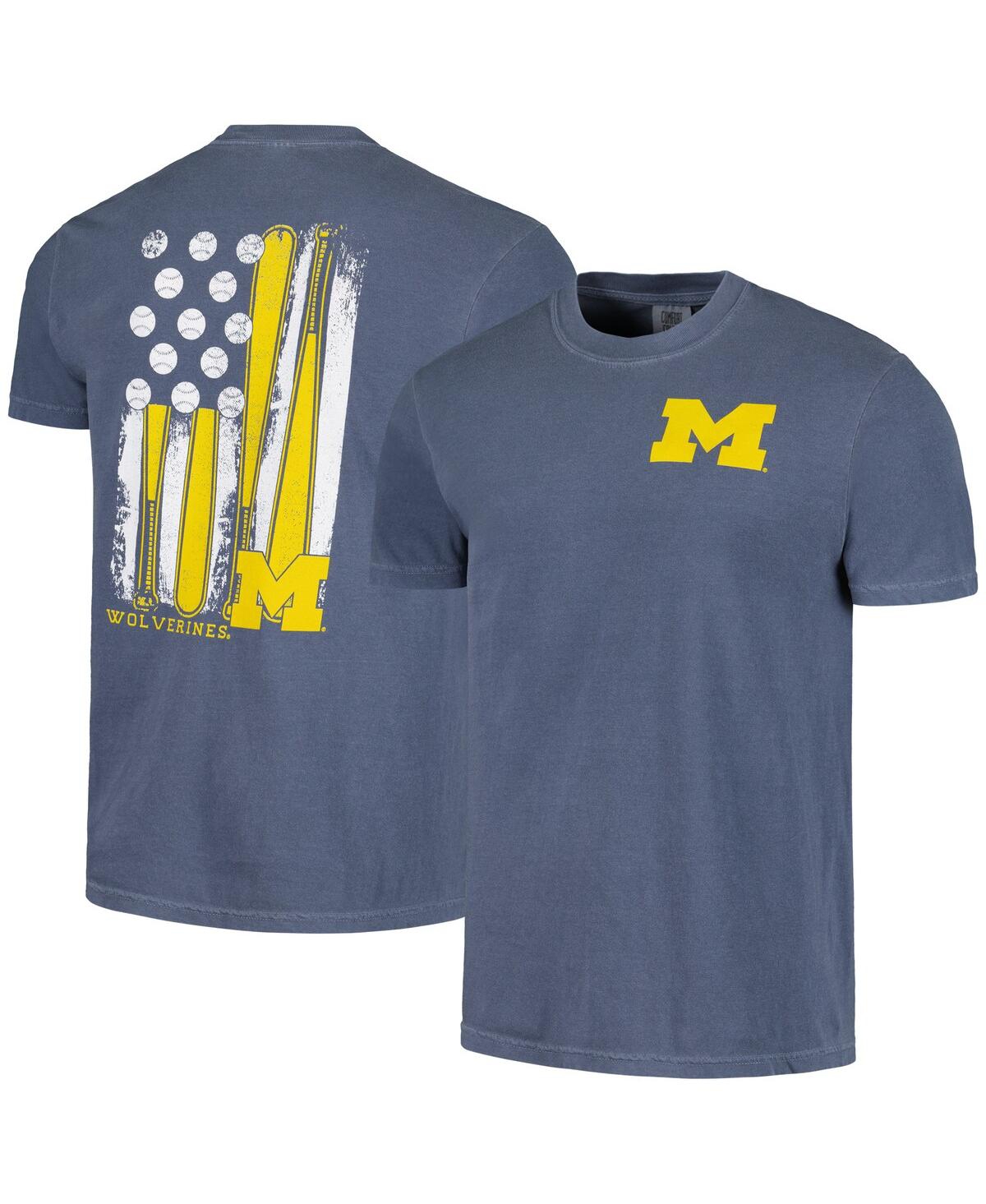 Shop Image One Men's Navy Michigan Wolverines Baseball Flag Comfort Colors T-shirt