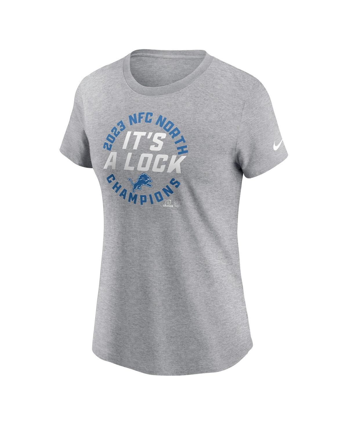 Women's NikeDetroit Lions 2023 Nfc North Division Champions Locker Room Trophy Collection T-shirt - Gray
