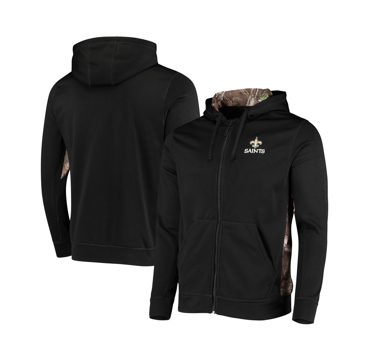 Men's Black, Realtree Camo New Orleans Saints Decoy Tech Fleece Full-Zip Hoodie