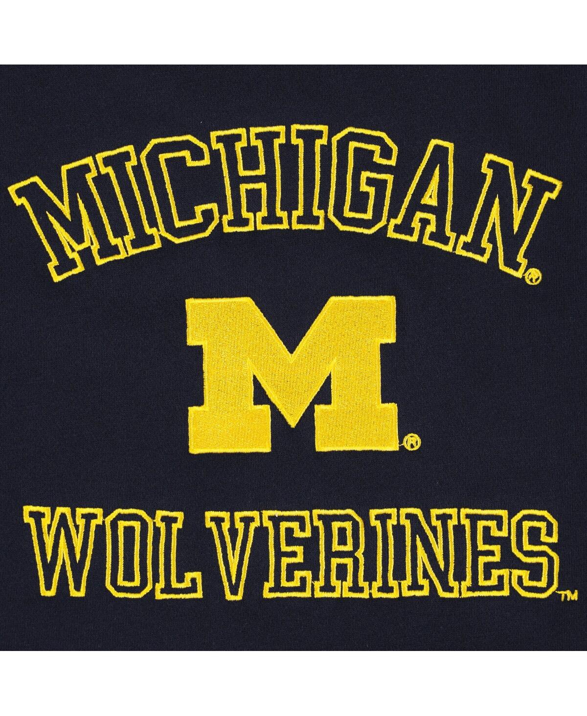 Hype And Vice Navy Michigan Wolverines Colorblock Rookie Crew Pullover Sweatshirt In Navy