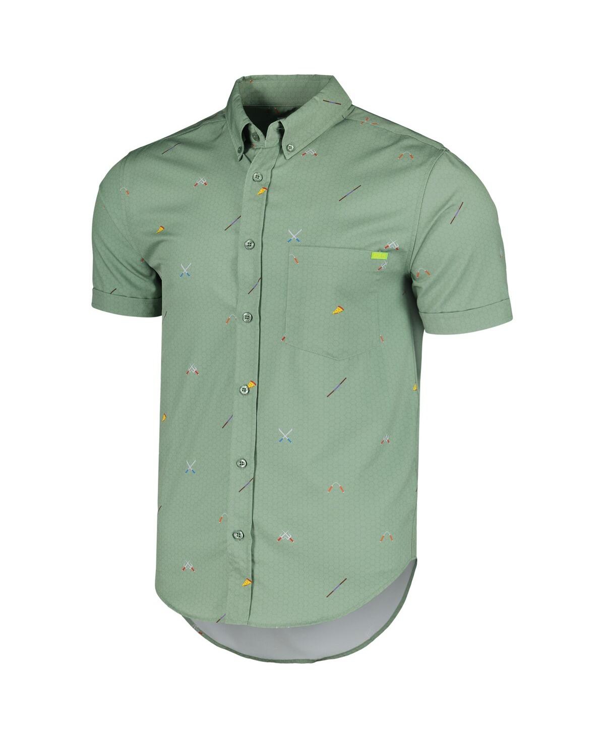 Shop Rsvlts Men's  Green Teenage Mutant Ninja Turtles Ninja Armory Kunuflex Button-down Shirt