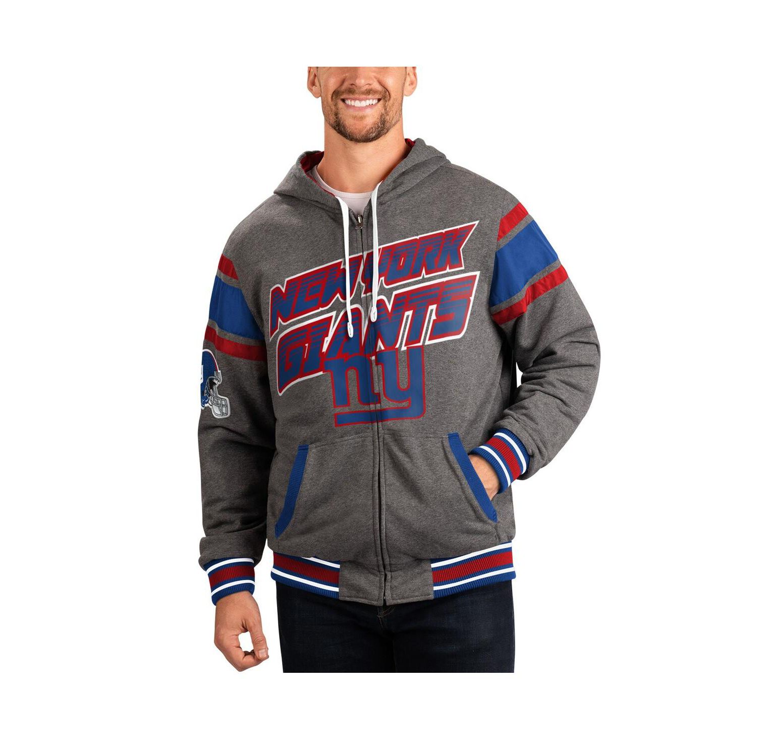 Men's Royal, Gray New York Giants Extreme Full Back Reversible Hoodie Full-Zip Jacket