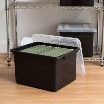35 Qt. 1Pack File Box File Organizer Plastic File Box for Letter/Legal File, BPA-Free Plastic Storage Bin Tote Organizer with Latching Lid