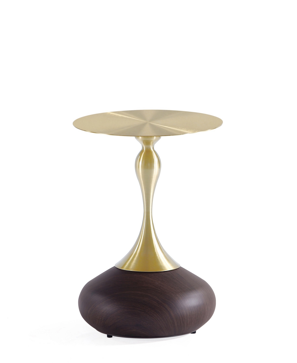 Manhattan Comfort Patching Wide Stainless Steel Gold-Tone Tabletop End Table - Brown and Gold