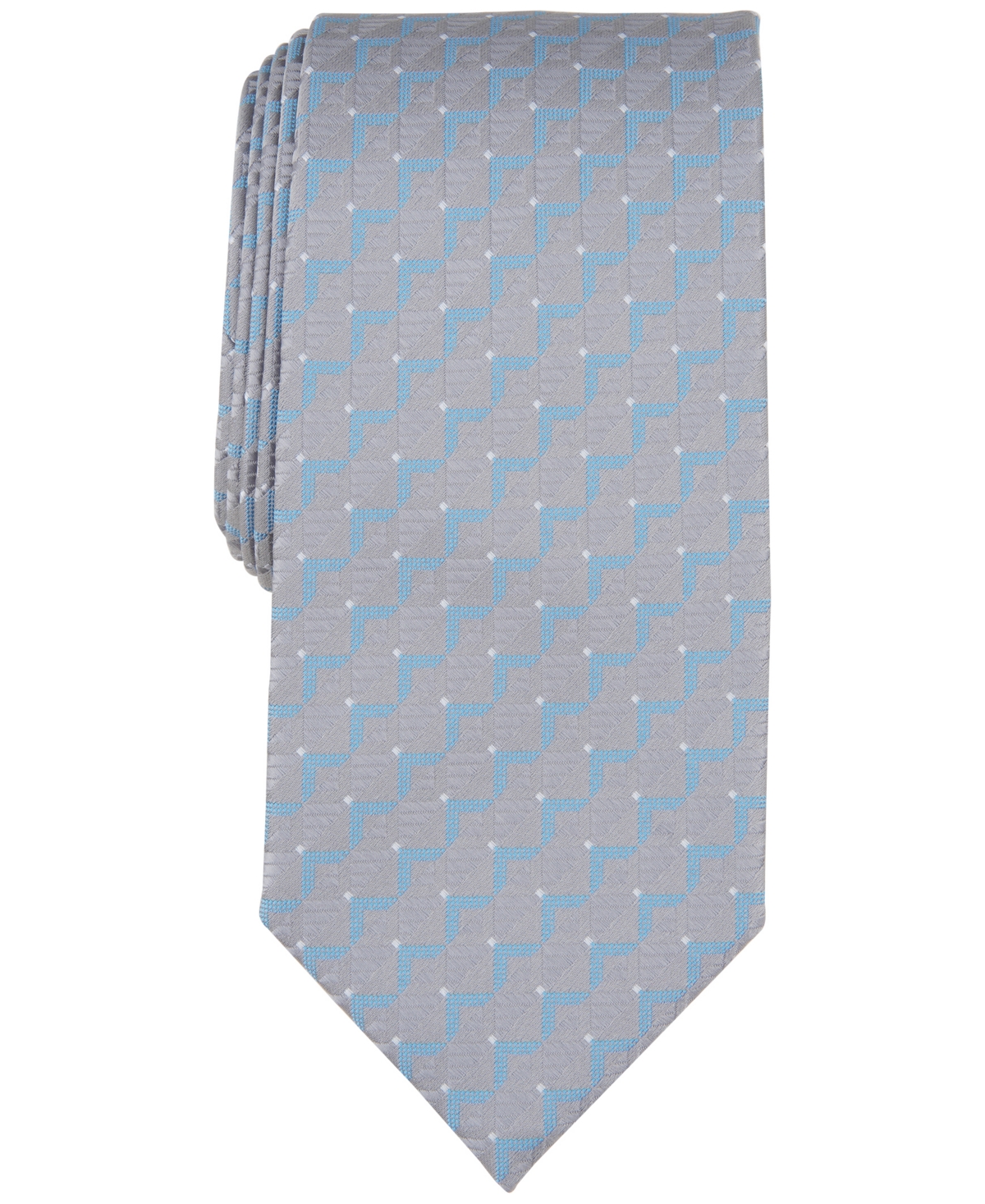 Shop Perry Ellis Men's Keeve Geo-pattern Tie In Silver