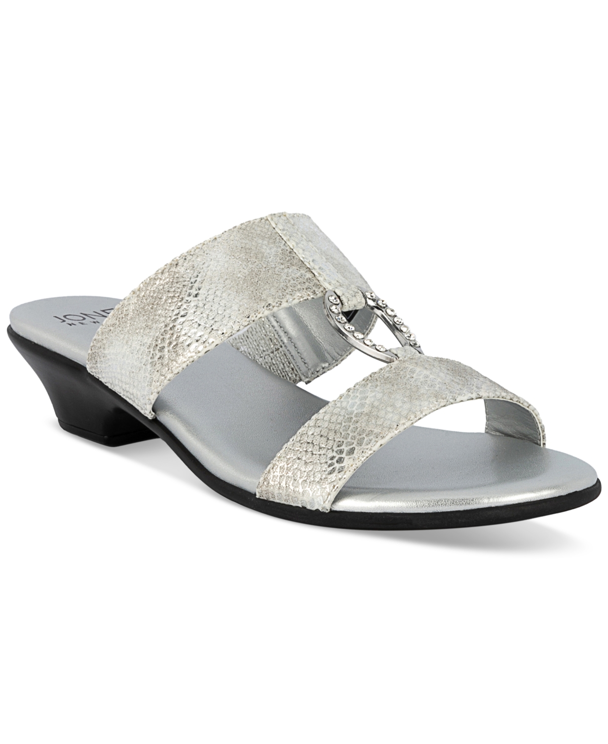 Jones New York Eanna Embellished Wedge Heel Sandals In Silver Metallic