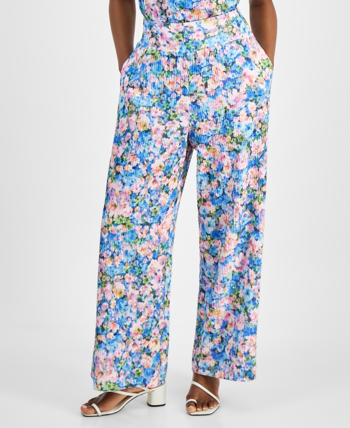 Shop Bar Iii Petite High Rise Printed Wide Leg Pants, Created For Macy's In Lana Floral
