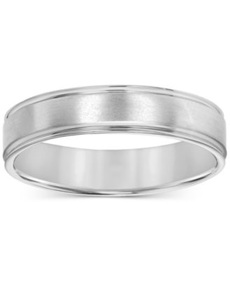 Men's Satin Finish Beveled Edge Band in 18k Gold-Plated Sterling Silver (Also in Sterling Silver)