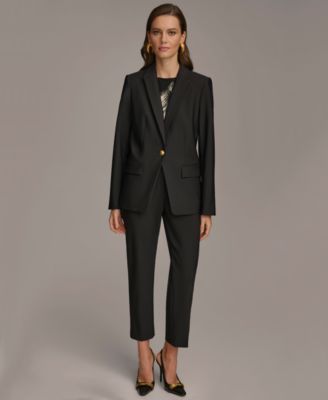 Womens One Button Blazer Ankle Pant