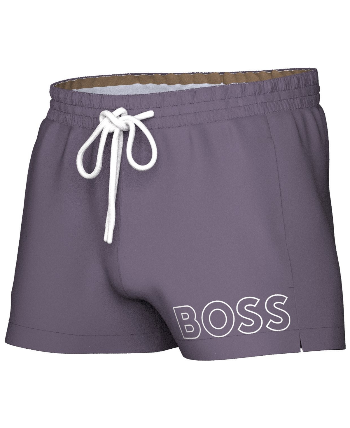 Hugo Boss Boss By  Men's Mooneye Outlined Logo Drawstring 3" Swim Trunks In Medium Purple
