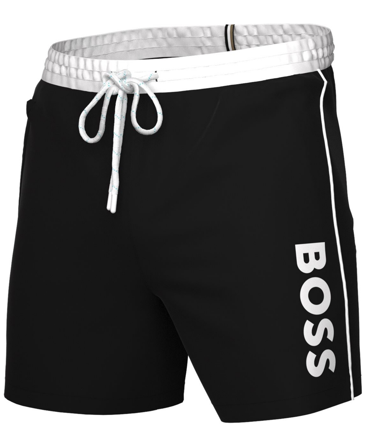Shop Hugo Boss Boss By  Men's Logo 6" Swim Trunks, Created For Macy's In Black