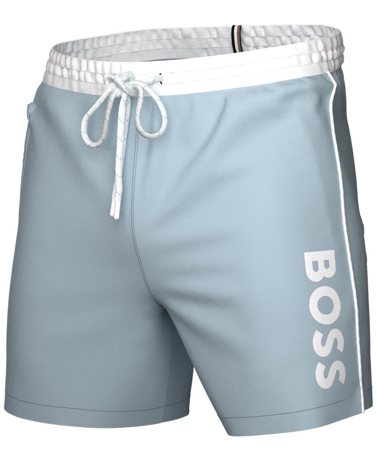 Hugo Boss Boss By  Men's Logo 6" Swim Trunks, Created For Macy's In Light,pastel Blue