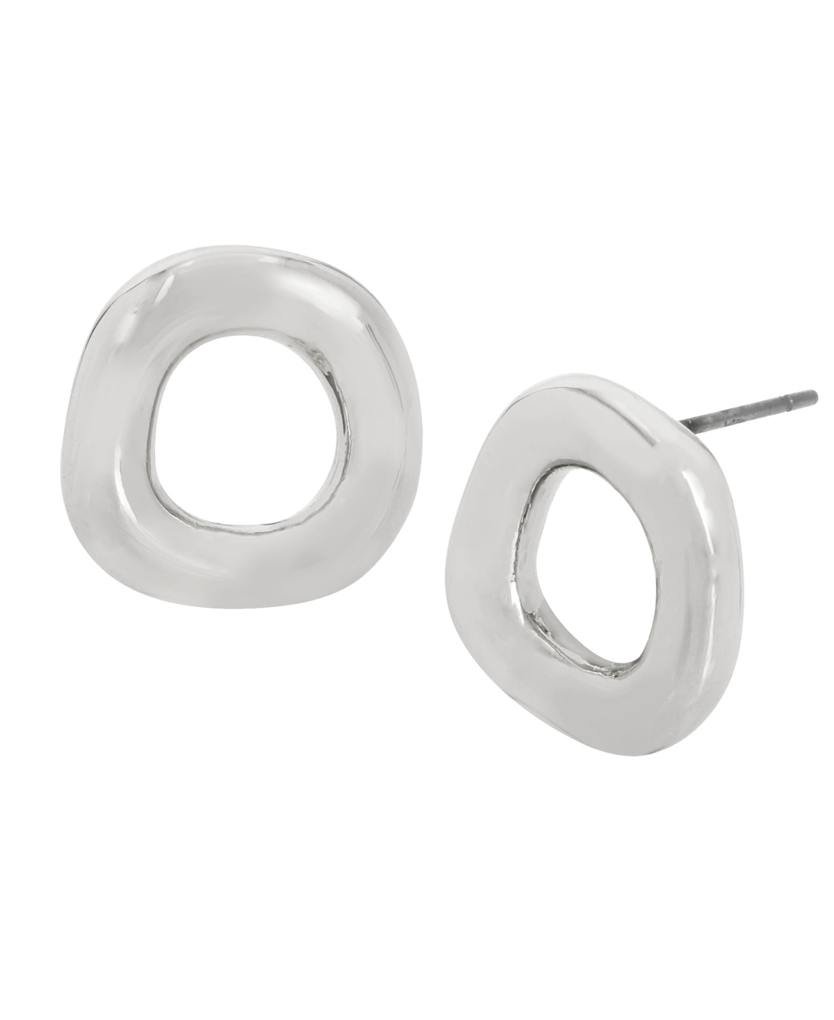Silver-Tone Open Circle Stud Earrings - Silver