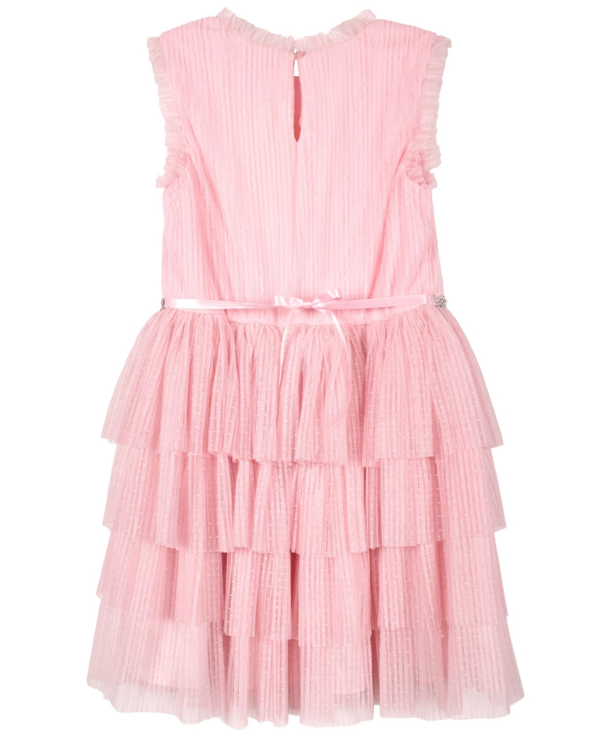 Shop Pink & Violet Toddler Girls Allover Pleated Mesh Tiered Dress In Pink