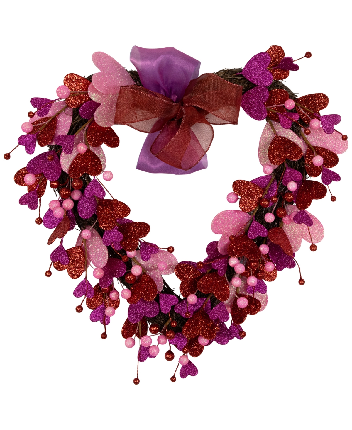 Northlight Hearts With Berries Valentine's Day Wreath, 20" In Pink