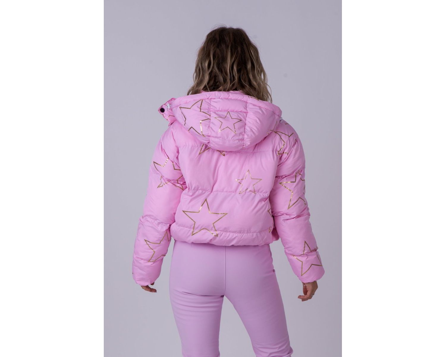 Women's Pink with Stars Chic Puffer Jacket