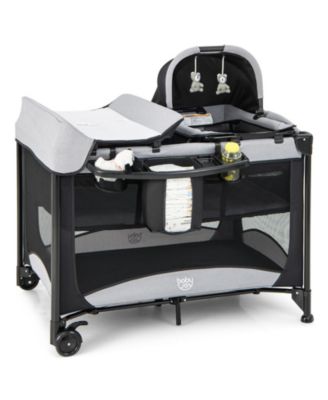 5-in-1 Portable Baby Playard with Cradle and Storage Basket - Black 197$
