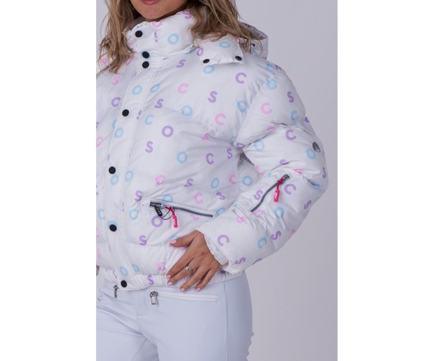 Женская куртка OOSC White Print Chic Puffer, цвет: Белый — фото 3