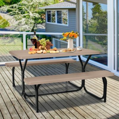 All Weather Picnic Table Bench Set Outdoor Backyard Garden Party Dining
