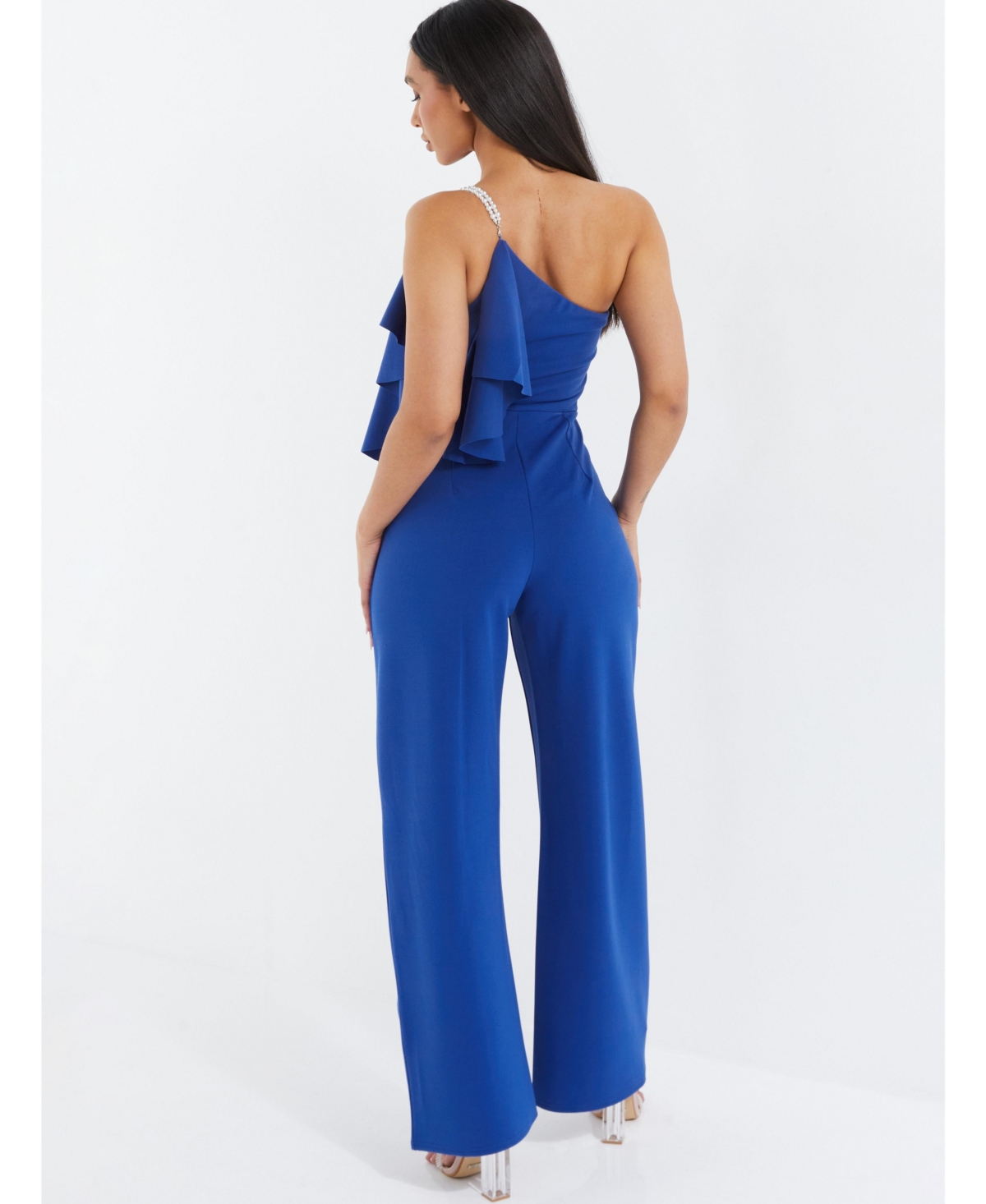 Quiz Women's One-Shoulder Frill Palazzo Jumpsuit