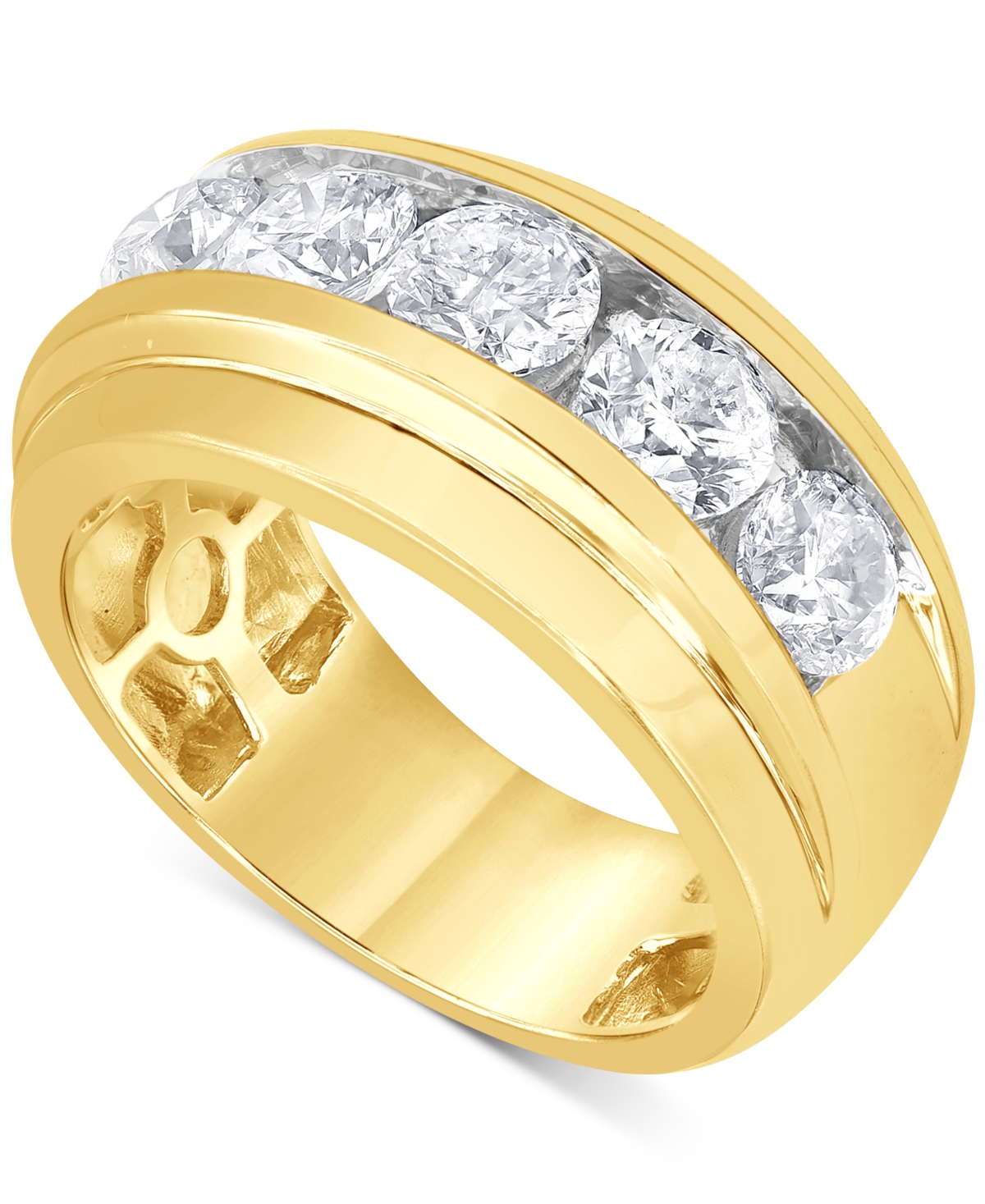 Shop Macy's Men's Diamond Channel-set Ring (3 Ct. T.w.) In 10k Gold