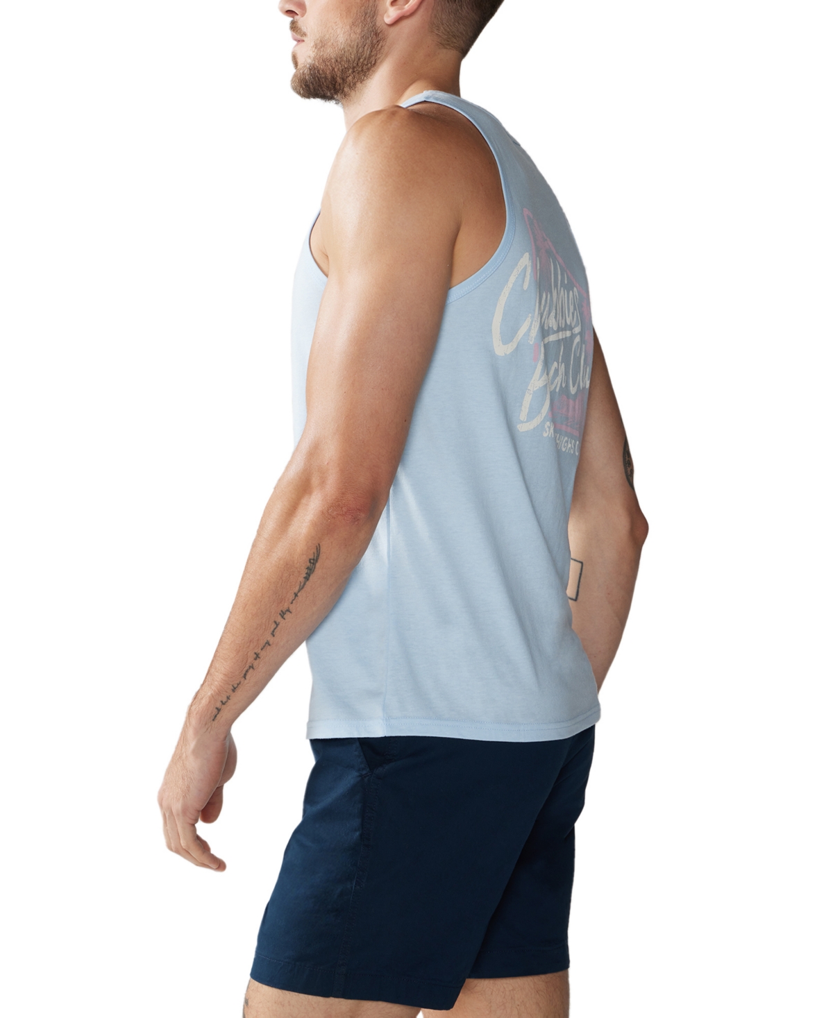 Chubbies Men's The Club Soto Logo Graphic Tank -Pastel Blue