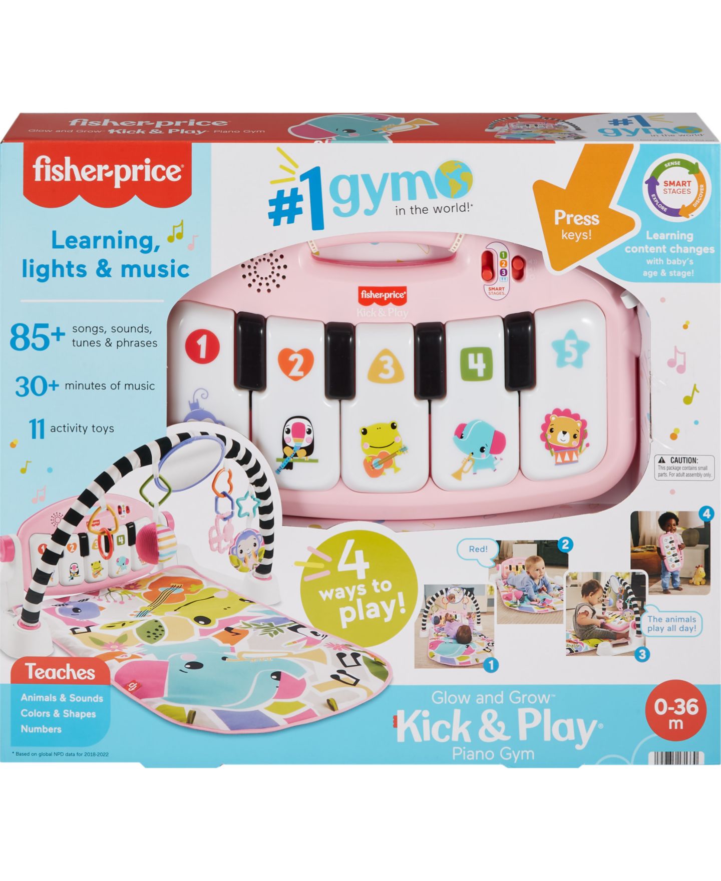 Развивающий коврик Fisher Price Glow and Grow с пианино и музыкальной игрушкой, розовый — фото 2
