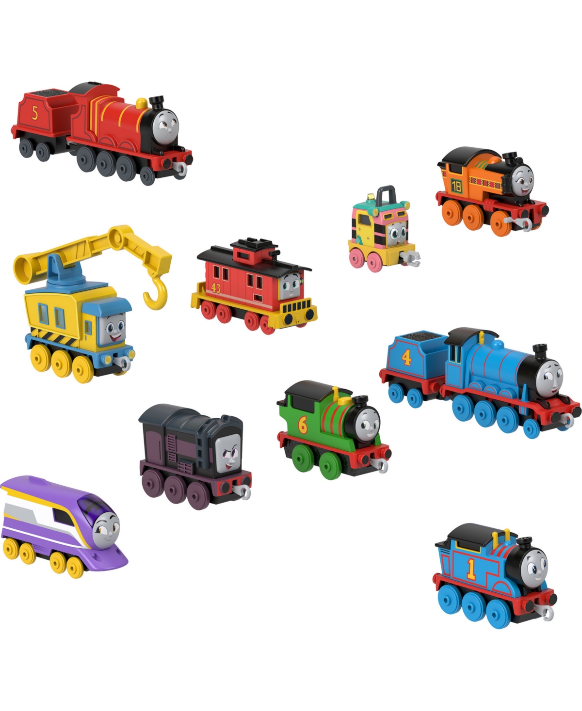 Fisher Price Kids' Thomas & Friends The Track Team Engine Pack, 10 Diecast Push-along Toy Trains Vehicles In Multicolor