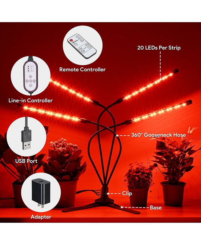 LED Grow Light Full Spectrum Clip USB Plant Growing Remote