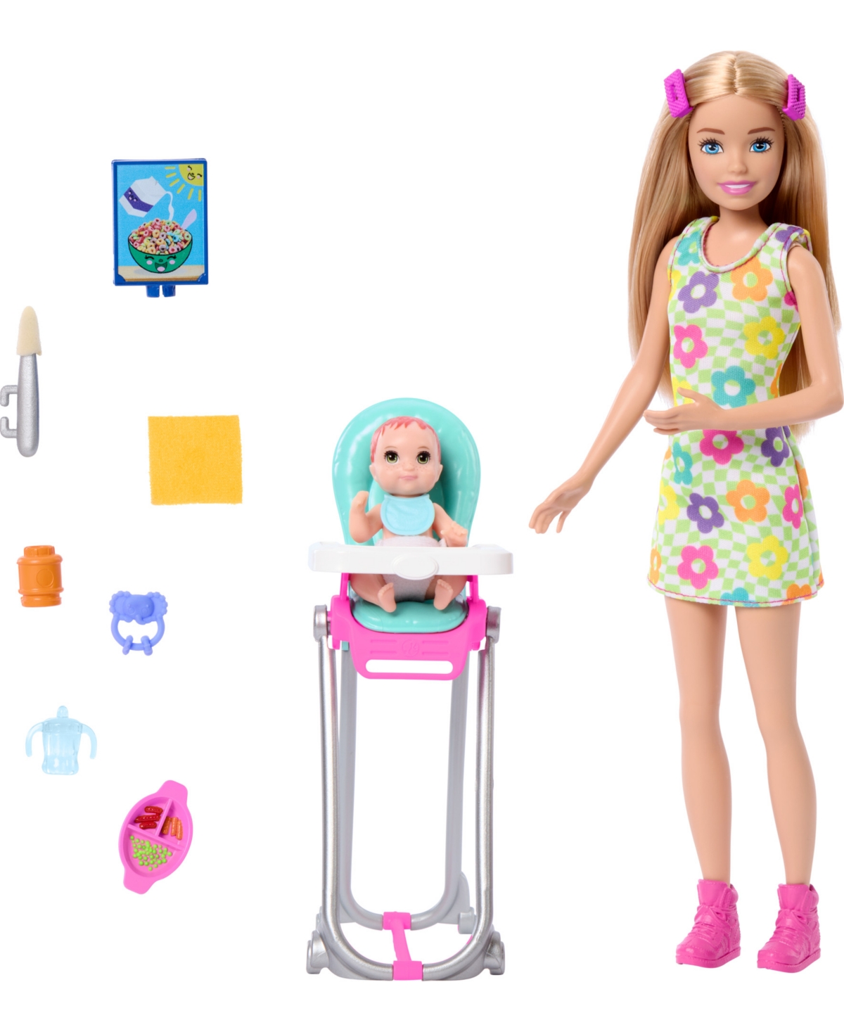 Shop Barbie Skipper Babysitters Inc. And Play Set, Includes Doll With Blonde Hair, Baby, And Mealtime Accessorie In Multi