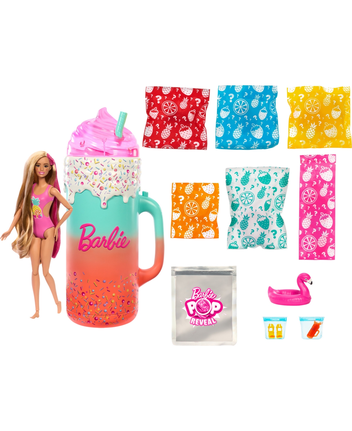 Shop Barbie Pop Reveal Rise And Surprise Gift Set With Scented Doll, Squishy Scented Pet And More, 15 Plus Surpr In Multi