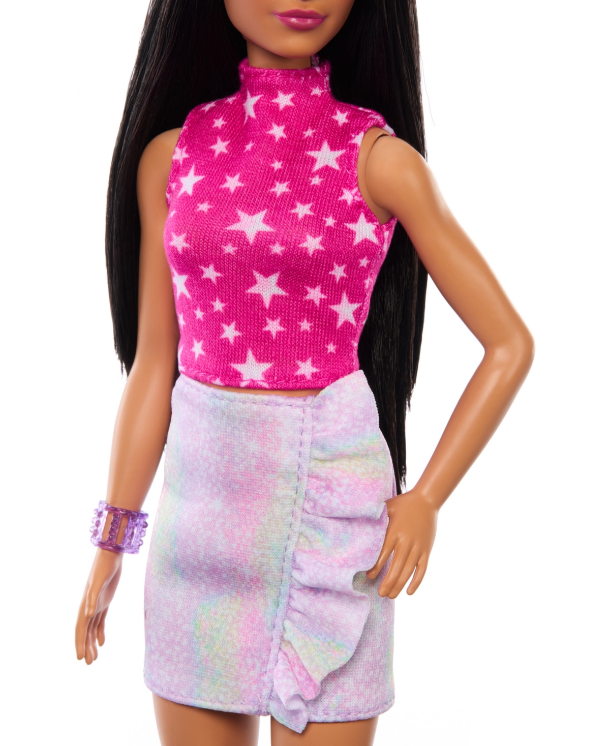Shop Barbie Fashionistas Doll 215 With Black Straight Hair And Iridescent Skirt, 65th Anniversary In Multi