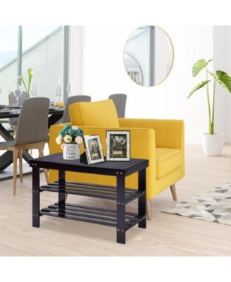 3 Tier Bamboo Bench Storage Shoe Rack For Entryway