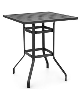 32 Inches Outdoor Steel Square Bar Table with Powder-Coated Tabletop