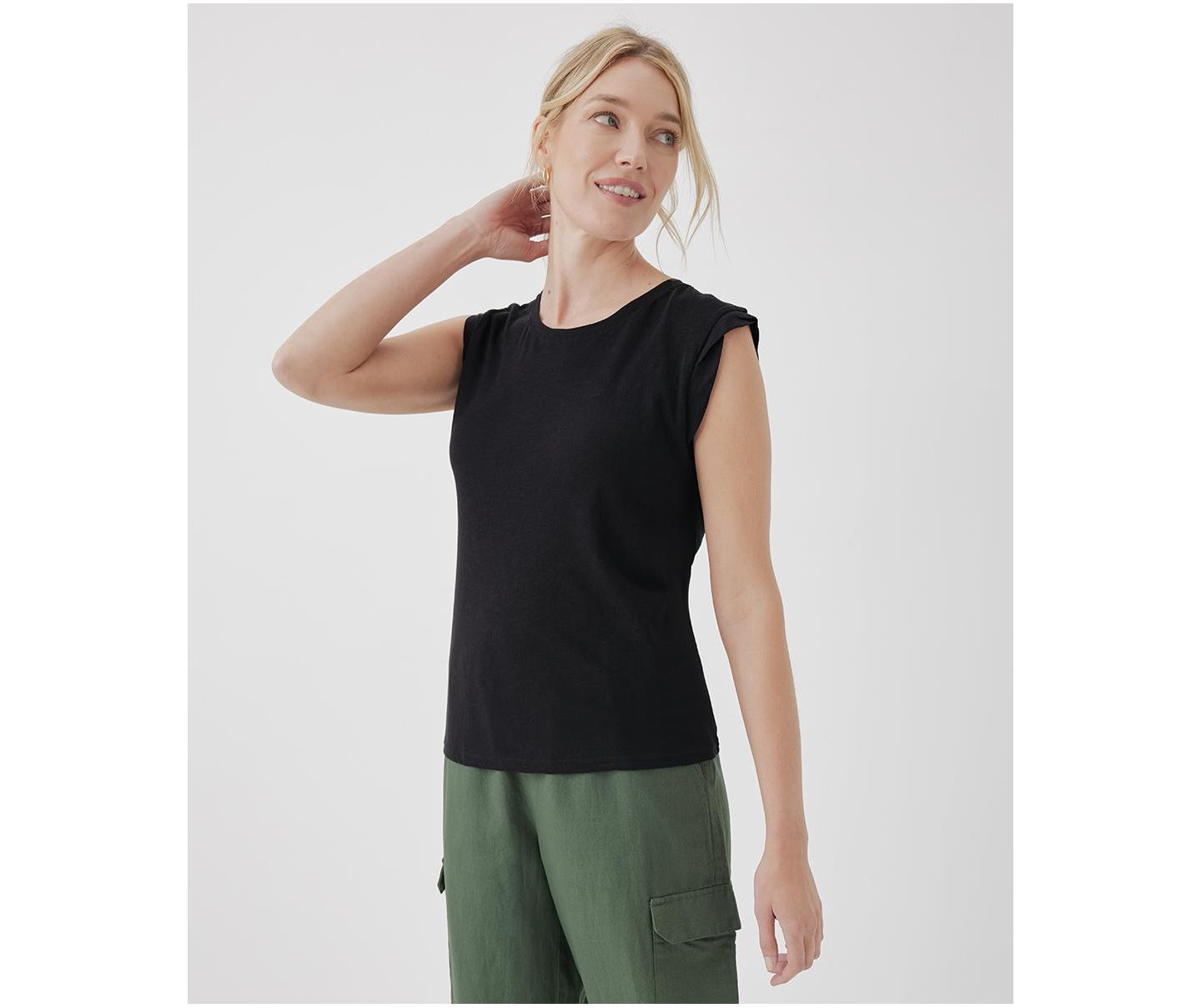 Женская футболка Pact Organic Cotton Featherweight Slub Muscle, цвет: Чёрный — фото 2