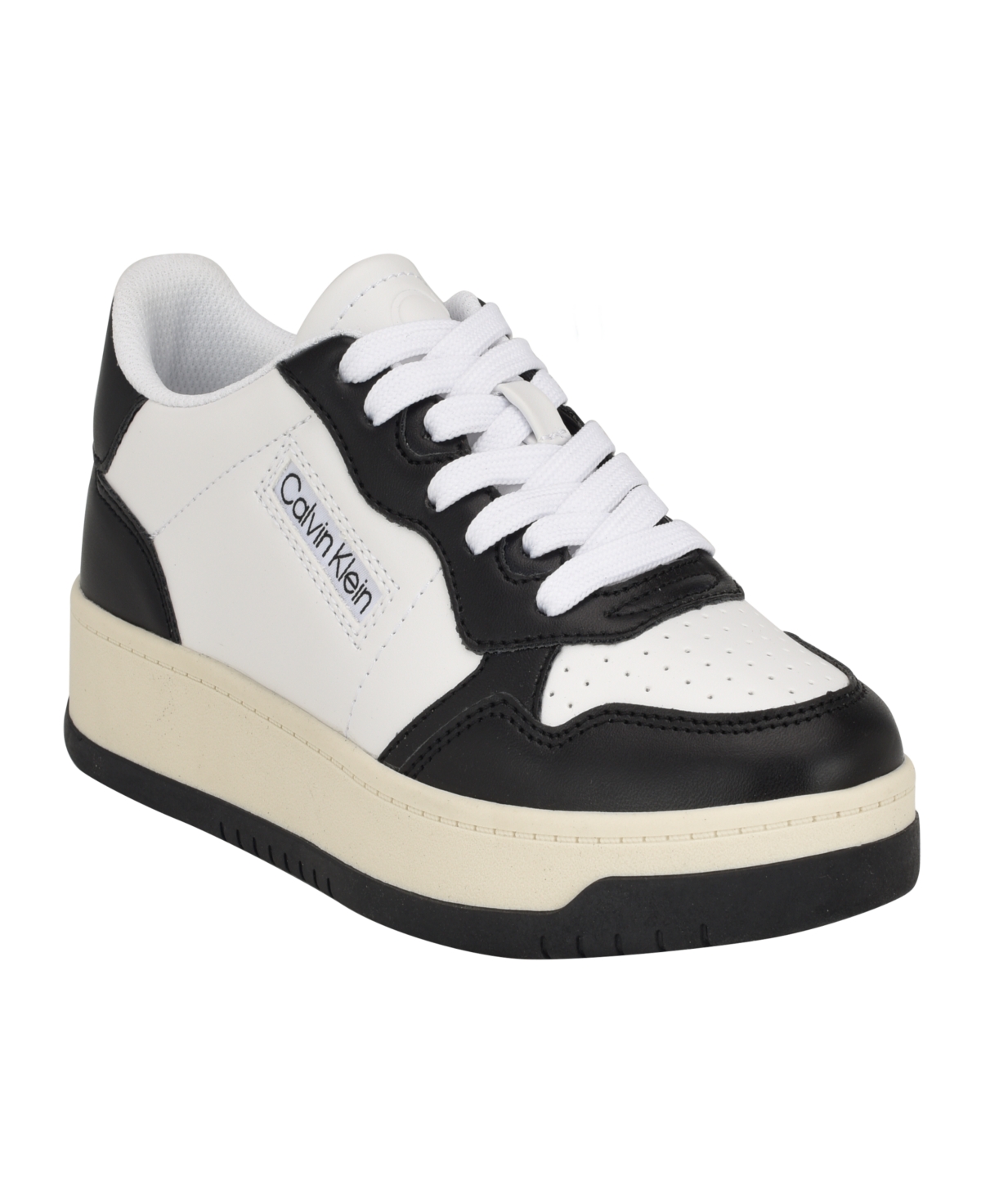 Shop Calvin Klein Women's Rhean Round Toe Lace-up Casual Sneakers In White
