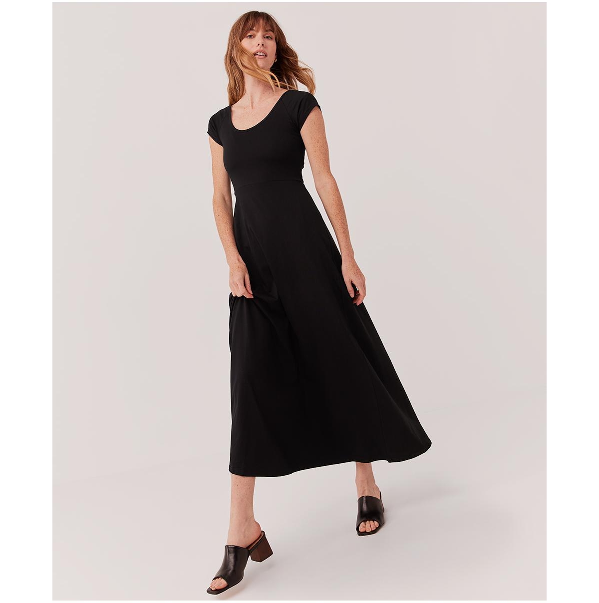 Women's Organic Cotton Fit & Flare Crossback Maxi Dress - Nightfall blooms