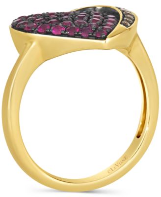 GODIVA x Le Vian&reg; Passion Ruby (3/4 ct. t.w.) & Chocolate Diamond (1/10 ct. t.w.) Heart Ring in 14k Gold
